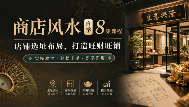 商店风水自学8集课程｜店铺选址布局，打造旺财旺铺实操教学-藏宝阁