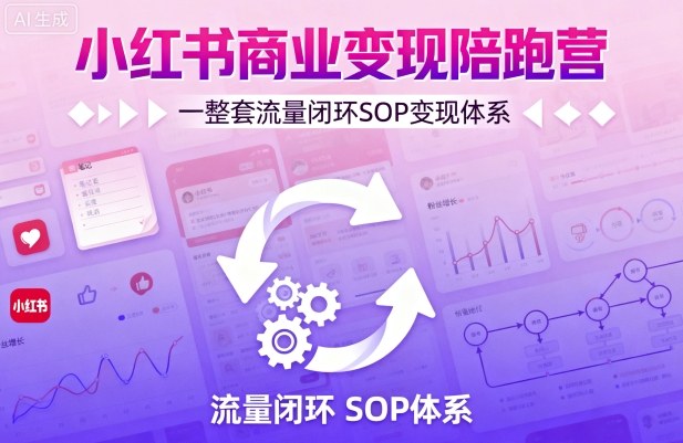 小红书商业变现陪跑营，轻IP矩阵 私域获客 聚光投流，一整套流量闭环SOP变现体系-藏宝阁