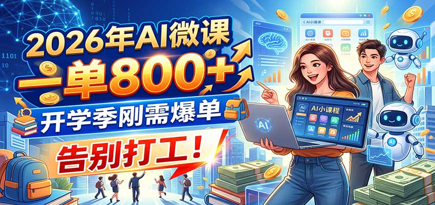 2026年AI微课,一单800+,开学季刚需爆单,告别打工!-藏宝阁