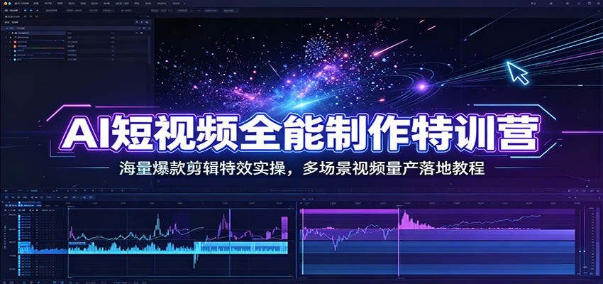 AI短视频全能制作特训营：海量爆款剪辑特效实操，多场景视频量产落地教程-藏宝阁