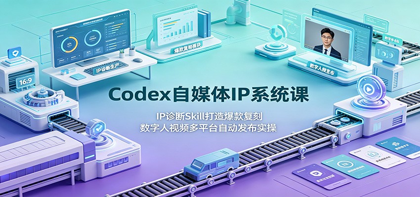 Codex自媒体IP系统课：IP诊断Skill打造爆款复刻，数字人视频多平台自动发布实操-藏宝阁