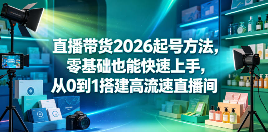 直播带货2026起号方法，零基础也能快速上手，从0到1搭建高流速直播间-藏宝阁
