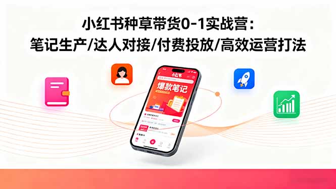 小红书种草带货0-1实战营：笔记生产/达人对接/付费投放/高效运营打法-藏宝阁