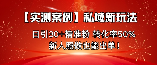 【实测案例】私域新玩法，日引30+精准粉，转化率50%，新人照做也能出单！-藏宝阁