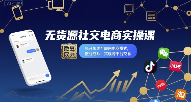 无货源社交电商实操课，绕开传统互联网电商模式，撒豆成兵，实现跨平台交易-藏宝阁