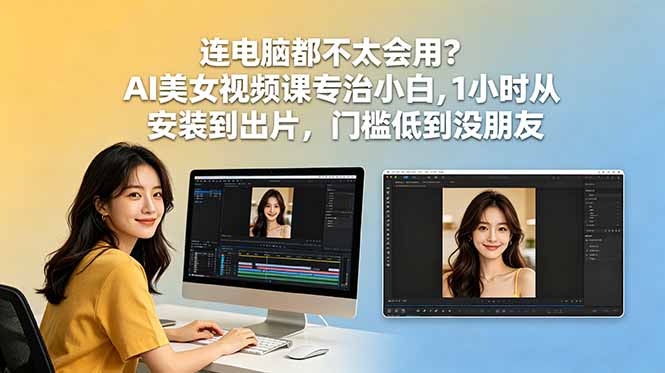 连电脑都不太会用？AI美女视频课专治小白，1小时从安装到出片，门槛低到没朋友-藏宝阁