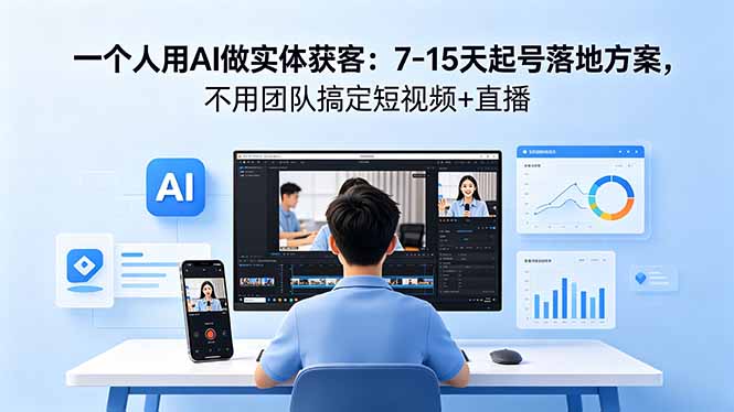 一个人用AI做实体获客：7-15天起号落地方案，不用团队搞定短视频+直播-藏宝阁