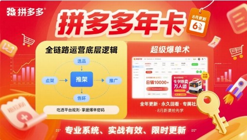 拼多多年卡【8月更新6节】拼多多全链路运营底层逻辑，超级爆单术-藏宝阁