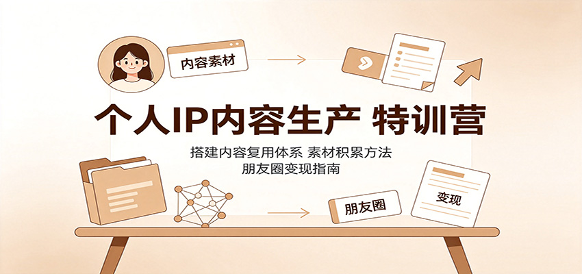 个人IP内容生产特训营：搭建内容复用体系，素材积累方法，朋友圈变现指南-藏宝阁
