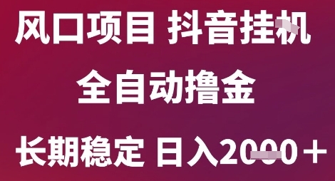 风口项目，六月最新玩法抖音无人挂G，全自动撸金，长期稳定 日入2k+【揭秘】-藏宝阁