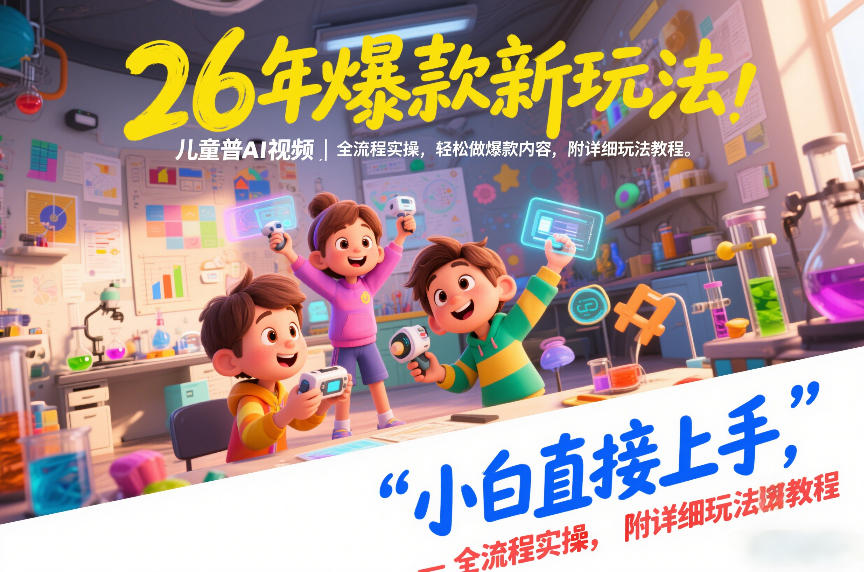 26年爆款新玩法，儿童科普AI视频，全流程实操，轻松做爆款内容，小白直接上手，附详细玩法教程-藏宝阁