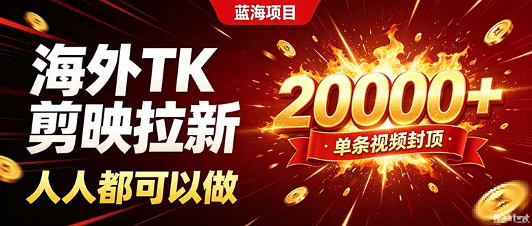 海外TK拉新新玩法，剪映就能做，不用经验不用粉丝，单条视频收益上限20000+-藏宝阁