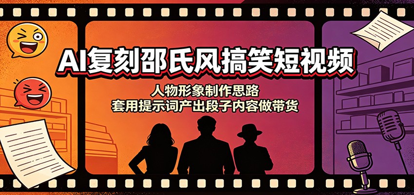 AI复刻邵氏风搞笑短视频：人物形象制作思路，套用提示词产出段子内容做带货-藏宝阁