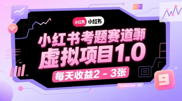 小红书考题赛道虚拟项目1.0，项目操作简单，每天收益2-3张-藏宝阁