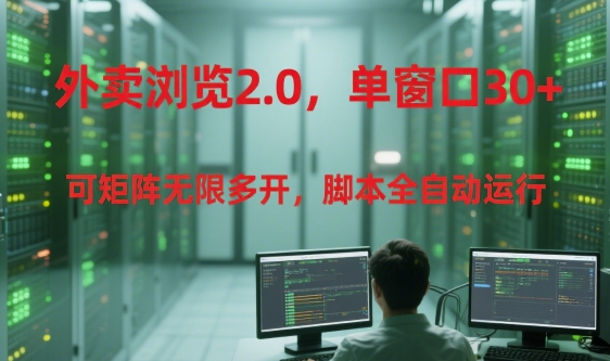 外卖浏览2.0，单窗口30+可矩阵无限多开，脚本全自动运行【揭秘】-藏宝阁