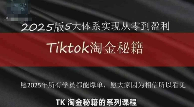 TikTok跨境2025淘金秘籍，​2025TikTok从0到盈利变现-藏宝阁