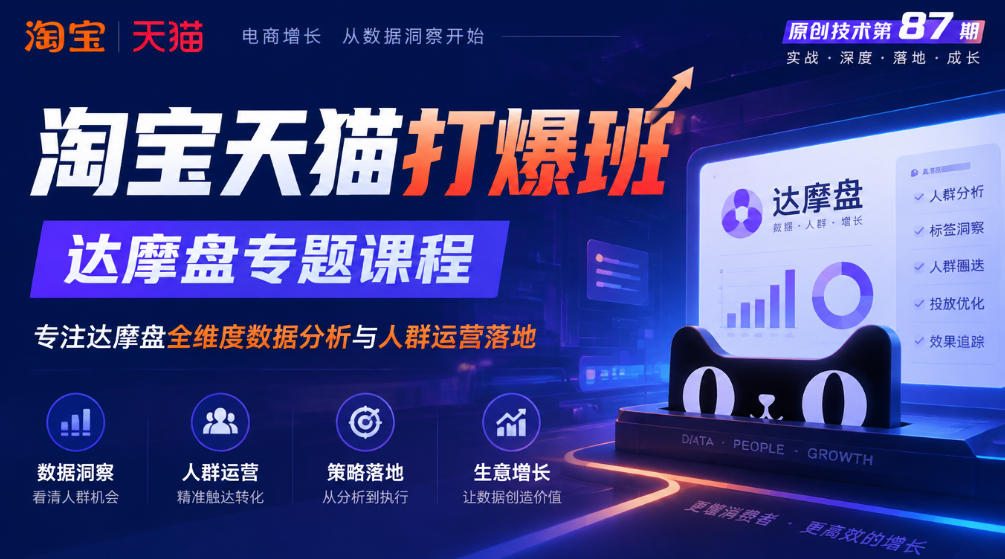 《淘宝天猫打爆班》原创技术第87期，达摩盘专题课程，专注达摩盘全维度数据分析与人群运营落地-藏宝阁
