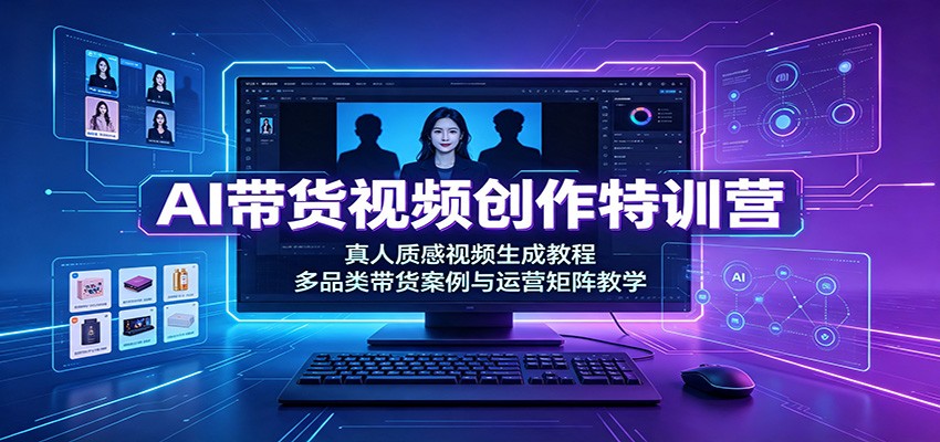 AI带货视频创作特训营：真人质感视频生成教程，多品类带货案例与运营矩阵教学-藏宝阁