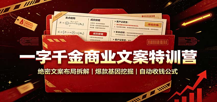 一字千金商业文案特训营：绝密文案布局拆解，爆款基因挖掘，自动收钱公式-藏宝阁