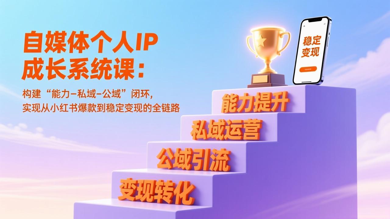 自媒体个人IP成长系统课：构建“能力-私域-公域”闭环，实现从小红书爆款到稳定变现的全链路-藏宝阁