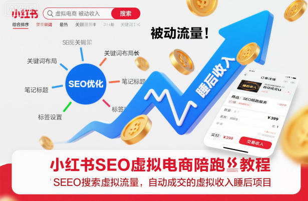 小红书SEO虚拟电商陪跑教程，实现seo搜索被动流量，自动成交的被动收入睡后项目-藏宝阁