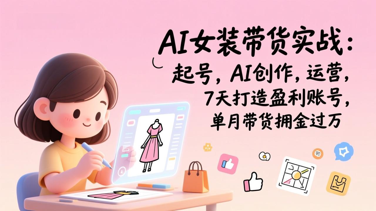AI女装带货实战：起号，AI创作，运营，7天打造盈利账号，单月带货佣金过万-藏宝阁