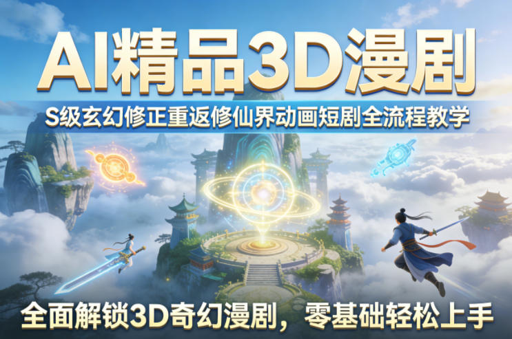 AI精品3D漫剧S级玄幻修正重返修仙界动画短剧全流程教学，全面解锁3D奇幻漫剧，零基础轻松上手-藏宝阁