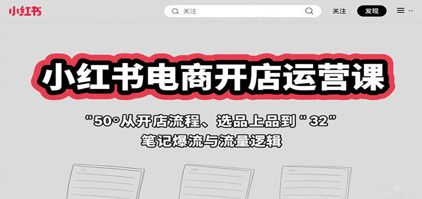 小红书电商开店运营课：从开店流程、选品上品到笔记爆流与流量逻辑-藏宝阁