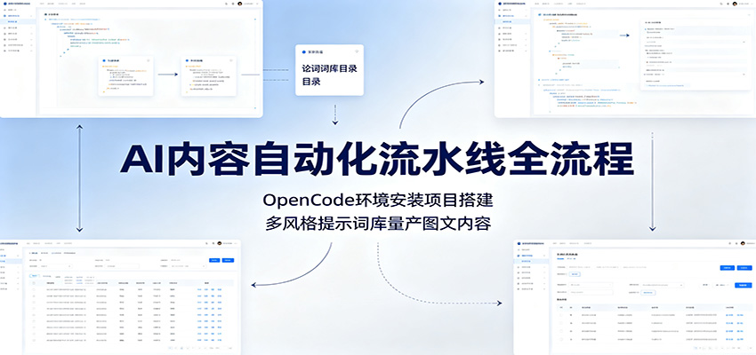 AI内容自动化流水线全流程：OpenCode环境安装项目搭建，多风格提示词库量产图文内容-藏宝阁
