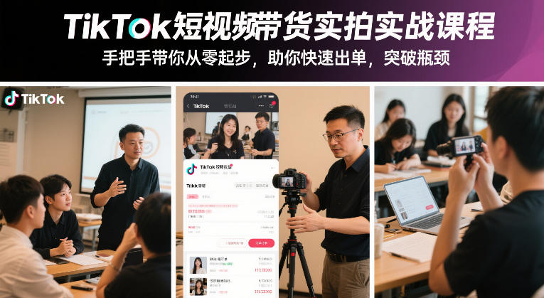 TikTok短视频带货实拍实战课程，手把手带你从零起步，助你快速出单，突破瓶颈-藏宝阁