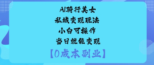 AI骑行美女私域变现玩法小白可操作当日就能变现-藏宝阁