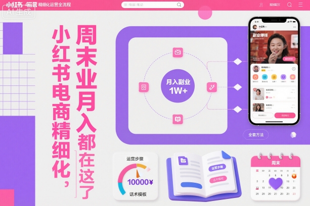 小红书电商精细化运营全流程，周末副业月入1W+，全套方法都在这了-藏宝阁