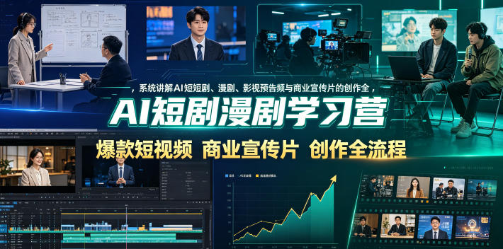 AI短剧漫剧学习营，系统讲解AI短剧、漫剧、影视预告片、爆款短视频与商业宣传片的创作全流程-藏宝阁