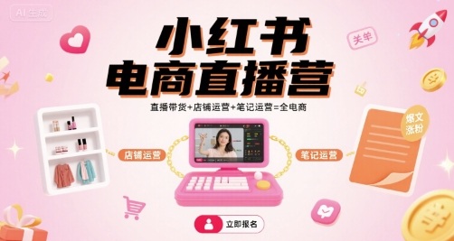 小红书电商直播营，直播带货+店铺运营+笔记运营=全电商-藏宝阁