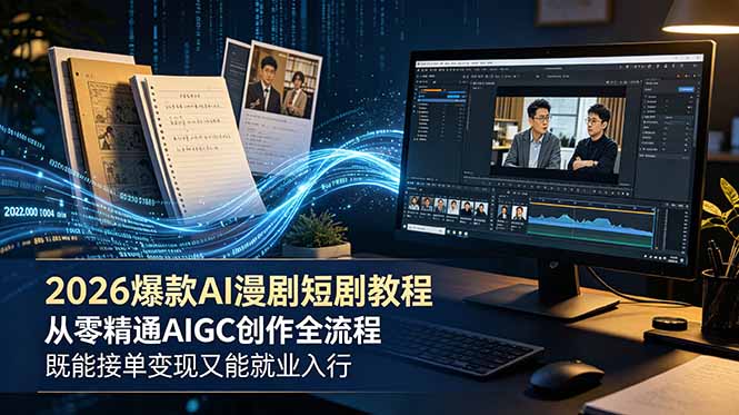 2026 爆款 AI 漫剧短剧教程 从零精通 AIGC 创作全流程 既能接单变现又能就业入行-藏宝阁
