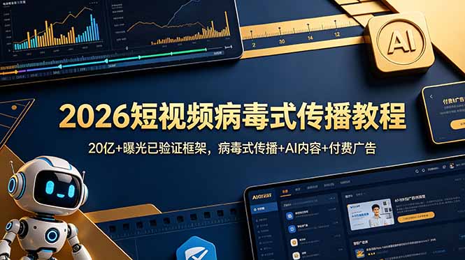 2026短视频病毒式传播教程：20亿+曝光已验证框架，病毒式传播+AI内容+付费广告-藏宝阁