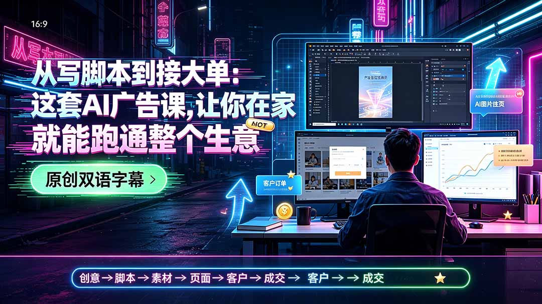 从写脚本到接大单：这套AI广告课，让你在家就能跑通整个生意【原创双语字幕】-藏宝阁