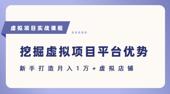 抓住虚拟项目各平台优势，新手轻松月入1W+(给出具体建议)-藏宝阁