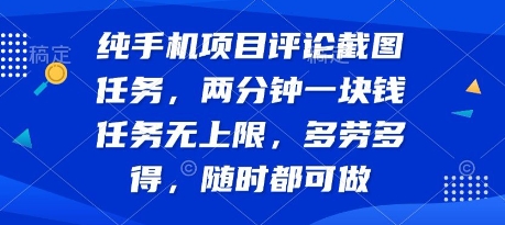 纯手机项目评论截图任务，两分钟一块钱 任务无上限多劳多得，随时随地都能做【揭秘】-藏宝阁