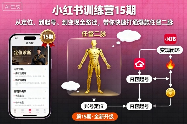 小红书训练营15期，从定位、到起号、到变现全路径，带你快速打通爆款任督二脉-藏宝阁