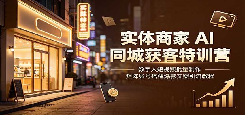 实体商家AI同城获客特训营：数字人短视频批量制作，矩阵账号搭建爆款文案引流教程-藏宝阁