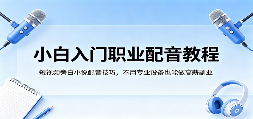 小白入门职业配音教程，短视频旁白小说配音技巧，不用专业设备也能做高薪副业-藏宝阁