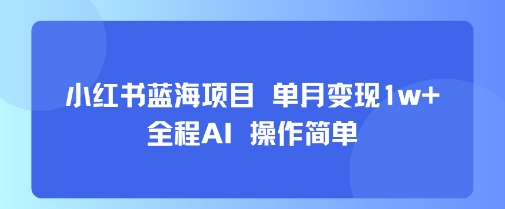 小红书蓝海项目 单月变现1w+ 全程AI 操作简单-藏宝阁