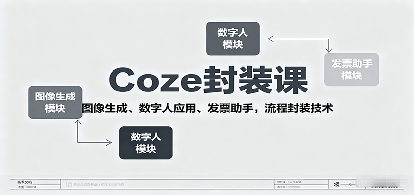Coze封装课，图像生成、数字人应用、发票助手，流程封装技术-藏宝阁