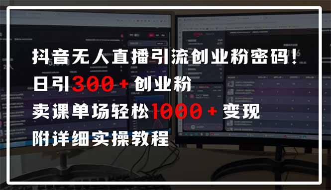 抖音无人直播引流密码！日引300+创业粉 单场轻松1000+变现 附详细实操教程-藏宝阁