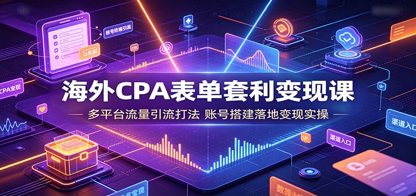 海外CPA表单套利变现课：多平台流量引流打法，账号搭建落地变现实操-藏宝阁