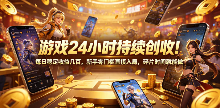 游戏24小时持续创收！每日稳定收益几百，新手零门槛直接入局，碎片时间就能做【揭秘】-藏宝阁