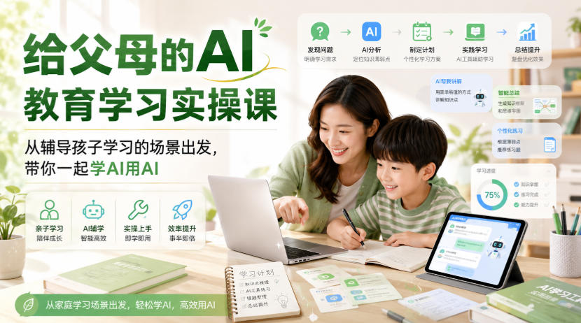 给父母的AI教育学习实操课，从辅导孩子学习的场景出发，带你一起学AI用AI-藏宝阁
