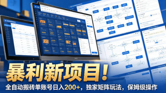 暴利新项目！全自动搬砖单账号日入200+，独家矩阵玩法，保姆级操作【揭秘】-藏宝阁