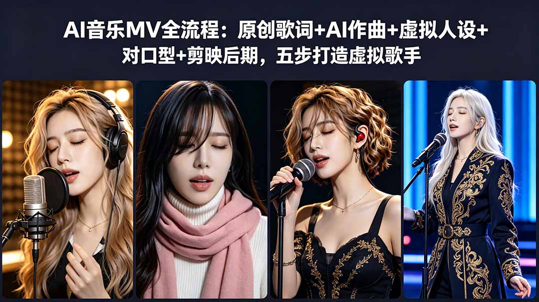 AI音乐MV全流程：原创歌词+AI作曲+虚拟人设+对口型+剪映后期，五步打造虚拟歌手-藏宝阁